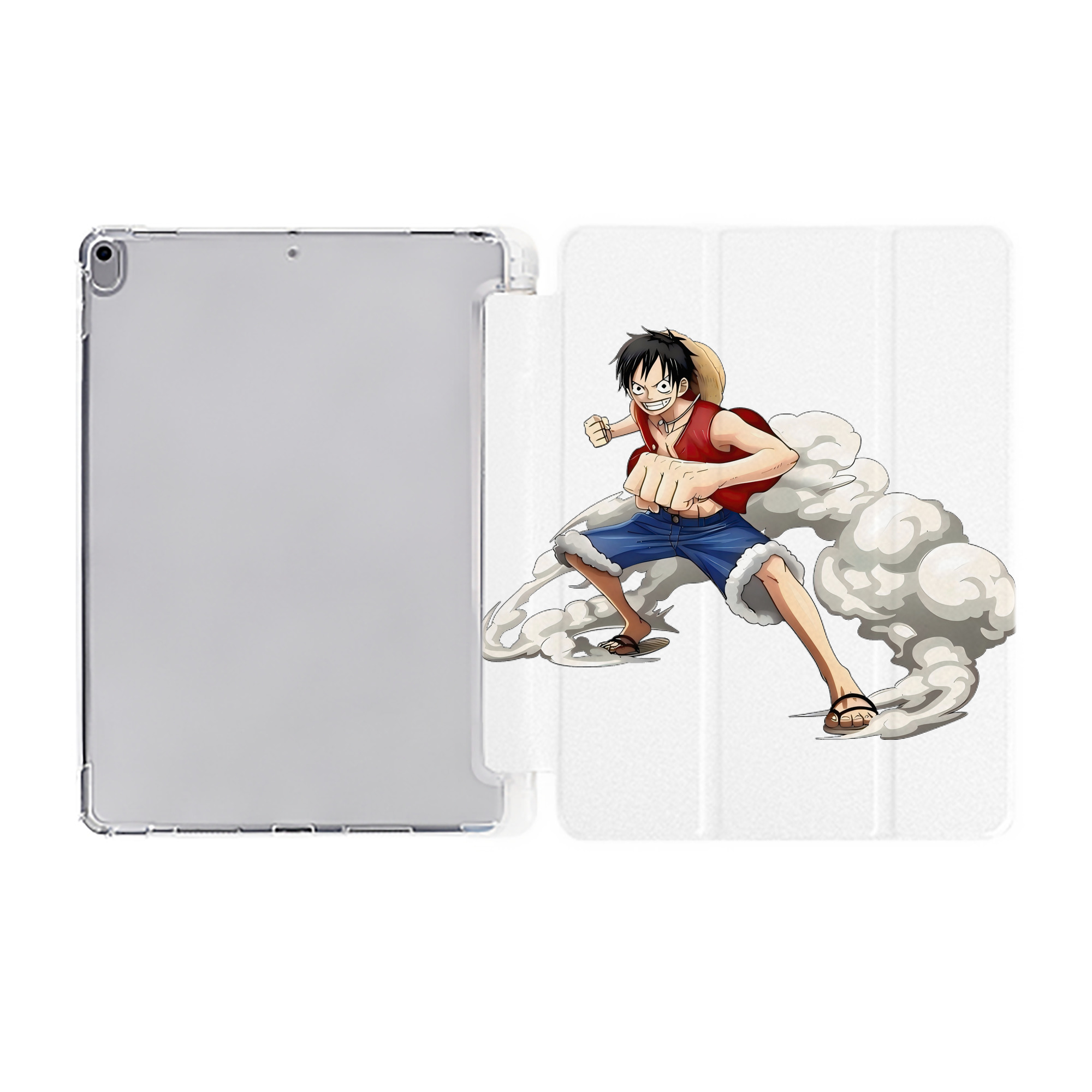 ワンピース モンキー・D・ルフィ ONE PIECE Monkey D. Luffy IPad ケース ペン収納付き 三つ折りスタンド PUレザー×シリコン 対応機種9.5/10.5/10.9インチ